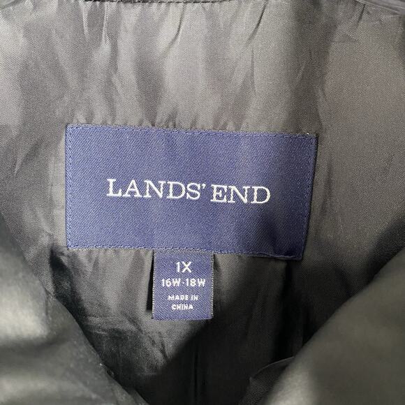 Lands End Jacket Womens 1X Puffer Vest Black Down Filled Full Zip Pockets Quilt - Picture 3 of 8
